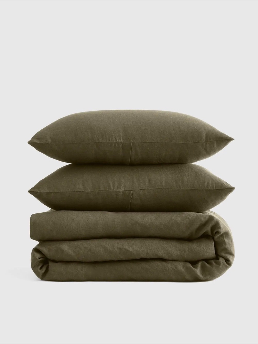 Quince European Linen Duvet Set in Dusty Olive King Size New in Dust Bag